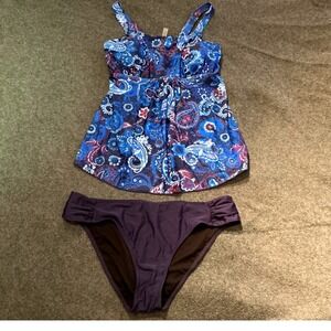 Swimsuit Women 18W top/ bottom 3XL Blue Paisley New With Tags Two Piece Tankini